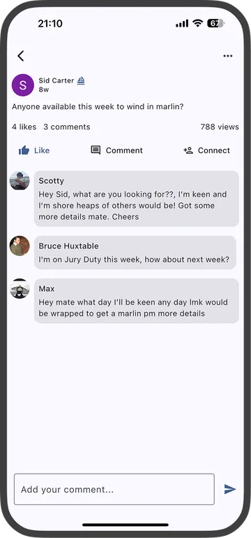 Post comments thread with replies and engagement.